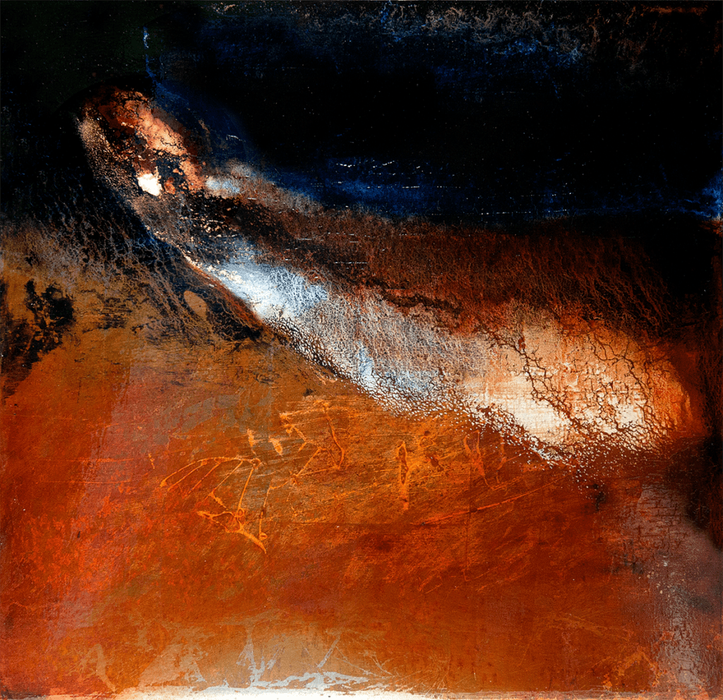Mark Maxwell contemporary abstract painting metal leaf on aluminium panel