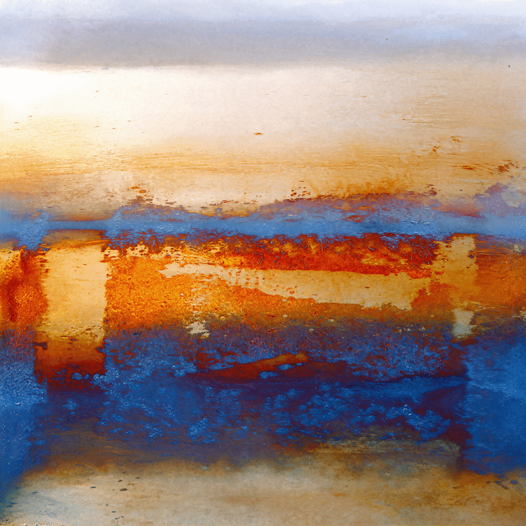 Mark Maxwell contemporary abstract painting metal leaf on aluminium panel