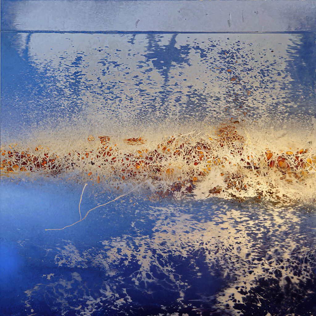 Mark Maxwell contemporary abstract painting metal leaf on aluminium panel